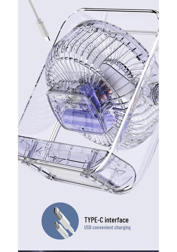 USB Rechargeable Circulating Fan with Light for Home, Office, Dorm, and Outdoor Camping