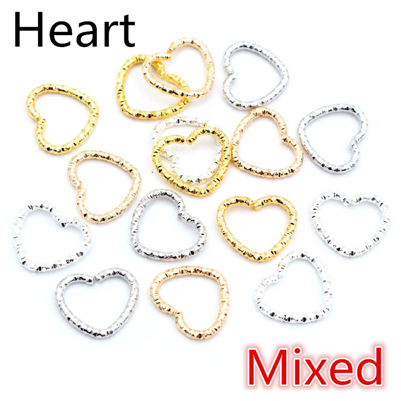 50pcs/lot Gold Silver Plated Heart Star Jump Rings Twisted Split Rings Spacer Connectors For Jewelry Making Making Supplies