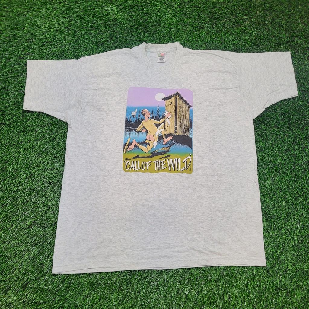 VTG 90er Ruf der Wildnis Lustiges Töpfchen T-Shirt Herren XXL Plumpsklo Humor