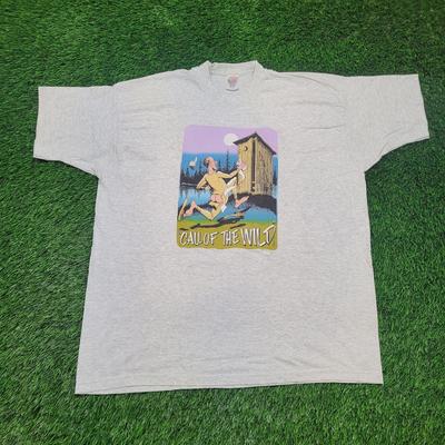 VTG 90er Ruf der Wildnis Lustiges Töpfchen T-Shirt Herren XXL Plumpsklo Humor