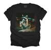 Waschbär mit Eiskaffee Meme Foto Unisex garment-gefärbtes T-Shirt