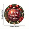 Metal Tin Art Sign Jesus Christmas Round Wall Decor 7.8 Inch Home Bar Cafe Gift