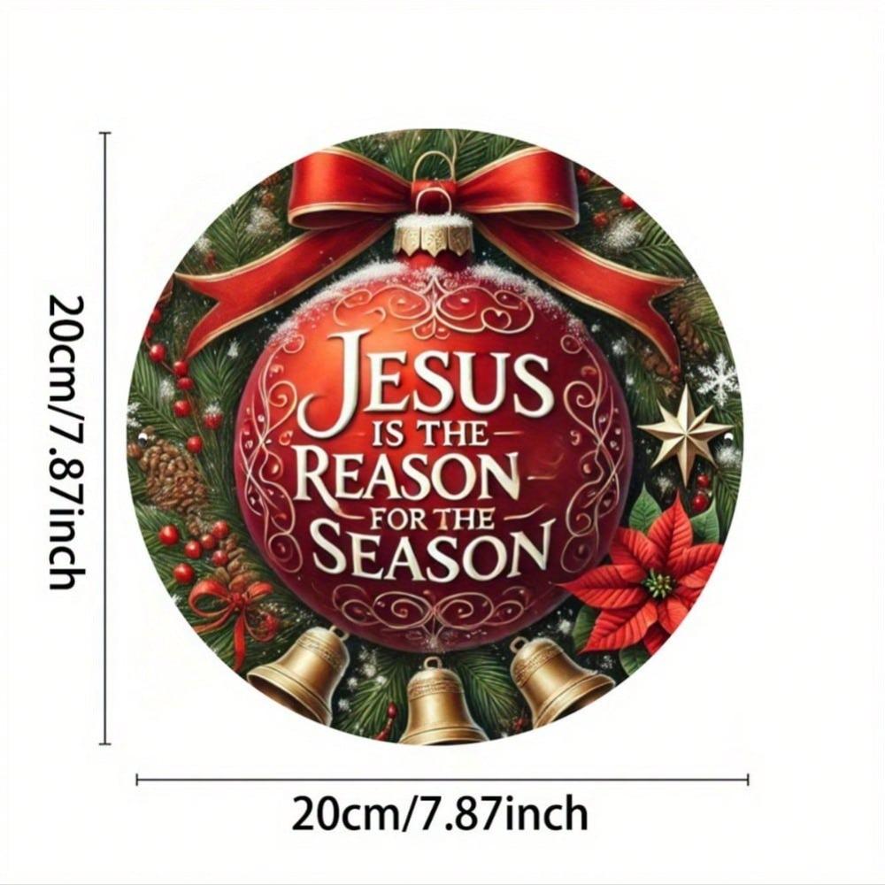 Metal Tin Art Sign Jesus Christmas Round Wall Decor 7.8 Inch Home Bar Cafe Gift