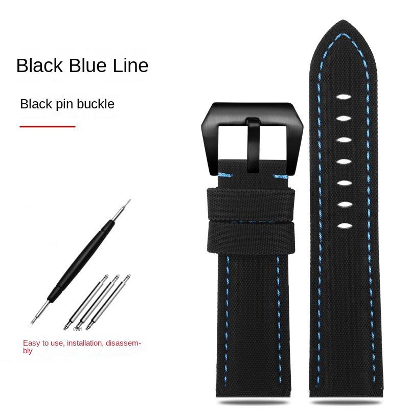 For Panerai Strap Bracelet for Men's PAM111 PAM441 Nylon Carbon Fiber Plaid 441 Leather Watchband Black Blue 22mm 24mm 26MM