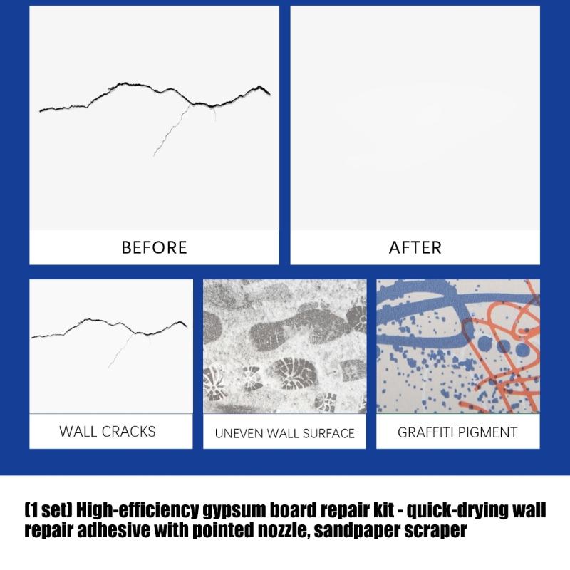 Strumento Professionale per la Riparazione di Cartongesso Set Efficiente per la Riparazione di Cartongesso con Ugello Carta Vetrata Raschietto Stucco E Strumento per Lisciare