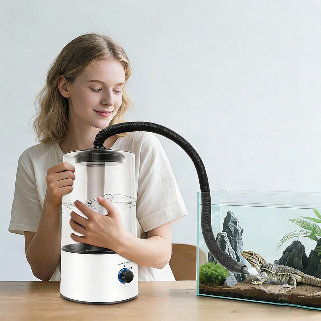 4L Professional Reptile Fogger with Adjustable Hose Quiet Cool Mist Maker Auto Shut-Off Automatic Atomizer Tank Pet Supplies