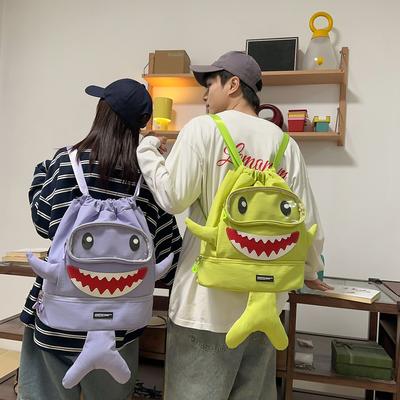 Schoolbag Street Wind Summer Fun Shark Backpack Couple Multi-compartment Daily Commuting Versatile Lightweight School Bag
