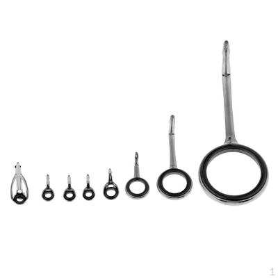 8pcs Mixed Size Stainless Steel Fishing Rod Guide Set Tip Rings Kit
