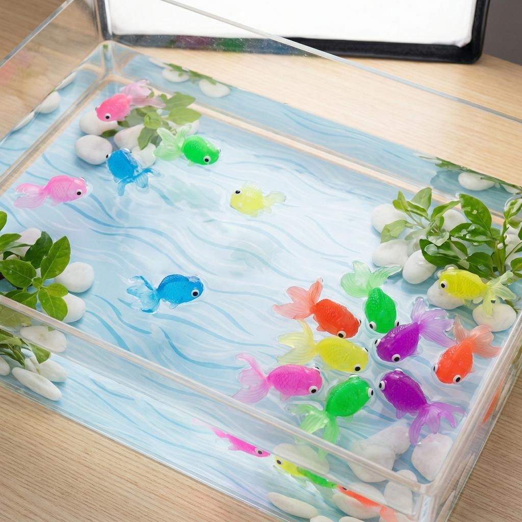 Floating Goldfish Toys Transparent Eco-Friendly Ocean Sea Animals Kids Bath Fishing Play Set