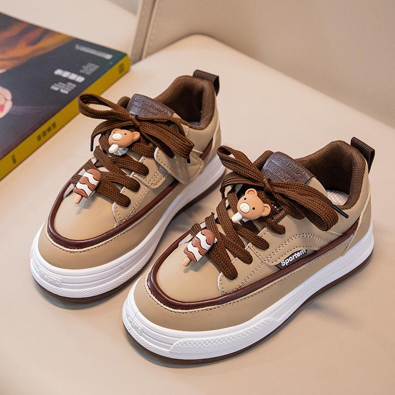 Pantofi pentru băieți Pantofi sport de primăvară și toamnă Pantofi casual decorativi drăguți Pantofi pentru fete din piele cu șireturi Versiune coreeană Pantofi pentru copii