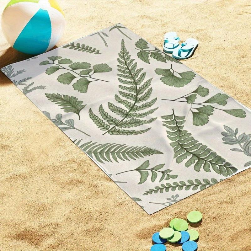 Botanical Leaf Beach Towel: Embrace The Fresh Green Design, Soft Comfort, And Nature Vibes For Your Relaxing Days