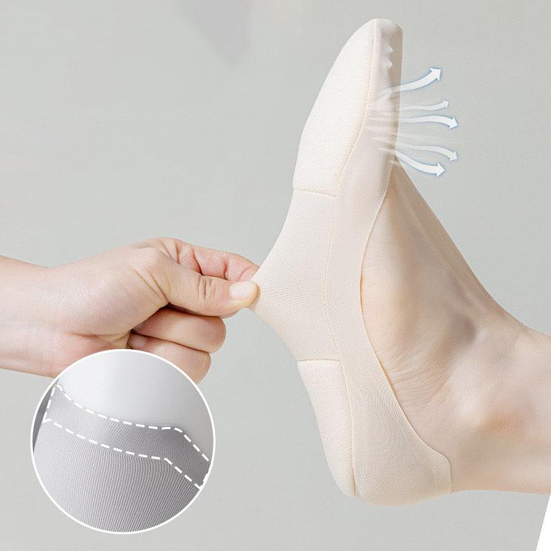 Women's Boat Socks with Foam Padding Shock Absorption Thin and Breathable Ice Silk Socks Shallow Cut Invisible Non-slip Silicone Socks