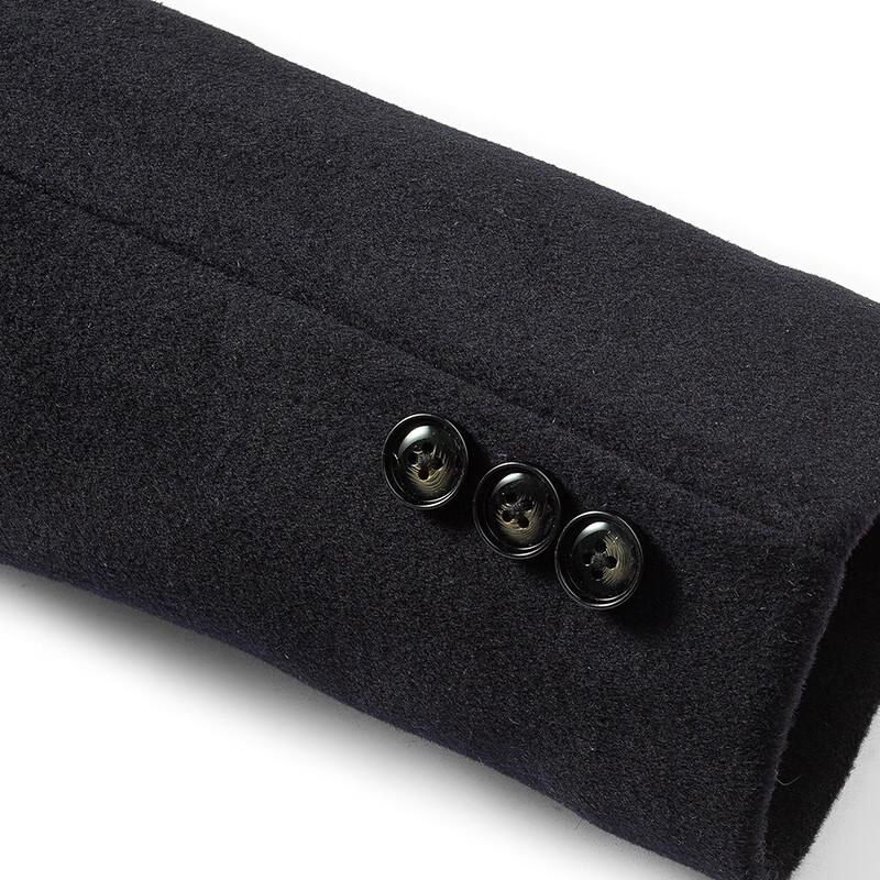 Fengxun Men's 100% Wool Winter Overcoat with Detachable Duck Down Liner & Fox Fur Collar