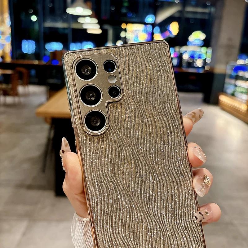 Bling Glitter Cases For Samsung Galaxy S23 Plus S24 Ultra S25 Edge S25 Ultra Luxury Electroplated Shockproof Hard PC Phone Cover