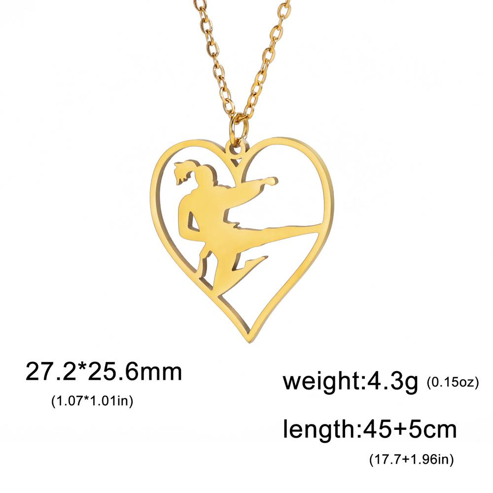 Dancer Rhythmic Gymnastics Round Pendant Necklaces for Women Girls Stainless Steel Gymnast Yoga Necklace Sport Jewelry