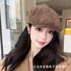 Forward Hat Female Autumn and Winter Round Face Beret Big Head Circumference Showing Face Small Newsboy Hat Wearing a Cap Upside Down