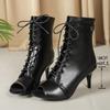 Fashion Women's Fishmouth Cold Boots Spring and Summer Lace-up Black Sexy High-heeled Sandals Multifunctional Light Open-toed Sandals.