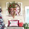 Christmas Wooden Wagon Wheel Wreath Simulation Winter Themed Party Bar Door