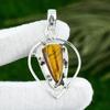 Natural Tiger Eye Gemstone Indian Jewelry 925 Sterling Silver Pendant For Girls