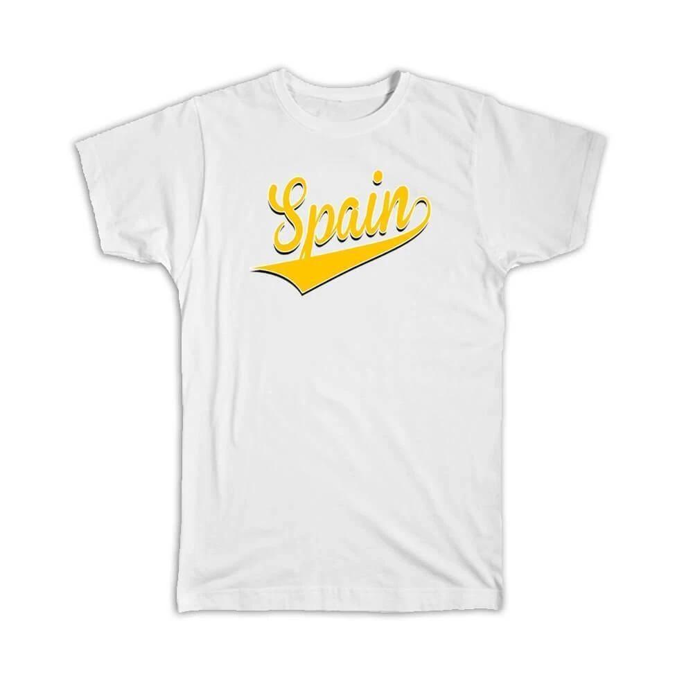 Gift T-Shirt : Spain Flag Varsity Script Baseball Beisbol Country Pride Spanish M