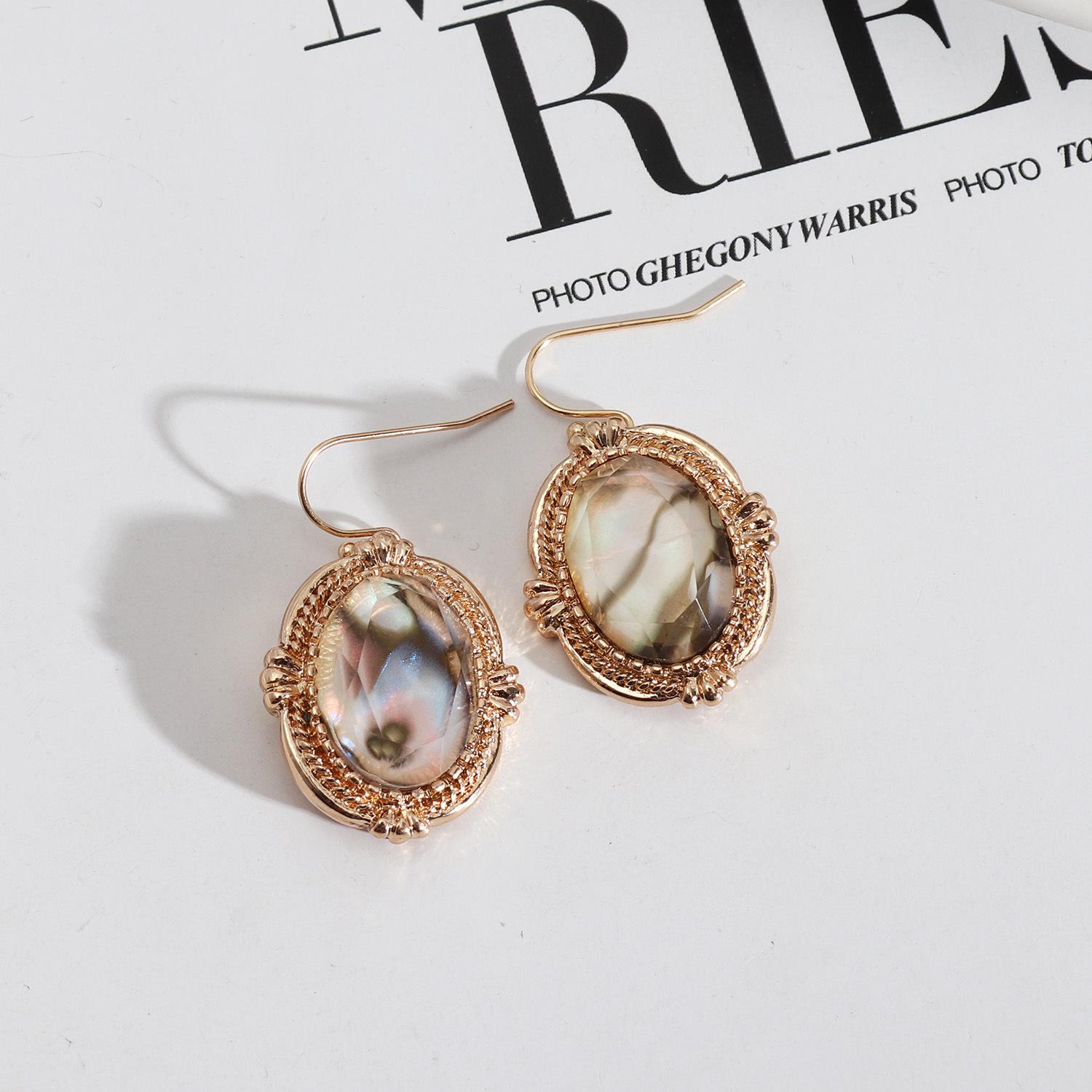 

Стильные европейские и американские серьги-овалы с текстурой раковины абалона для женщин