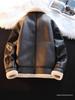 Men's Lambswool-Lined Leather Jacket with Fur Collar - Autumn/Winter Motorcycle Style