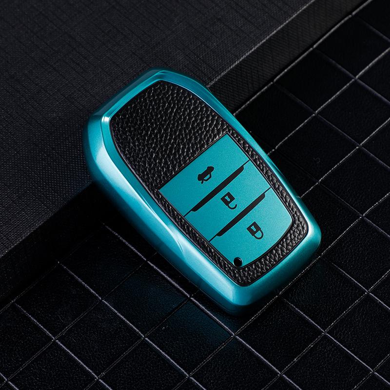 

3Buttons TPU Car Remote Key Cover Case Holder Leather Keychain Key Chain Ring for Toyota Corolla Chr Aygo Land Cruiser 200 Rav 4 срібний