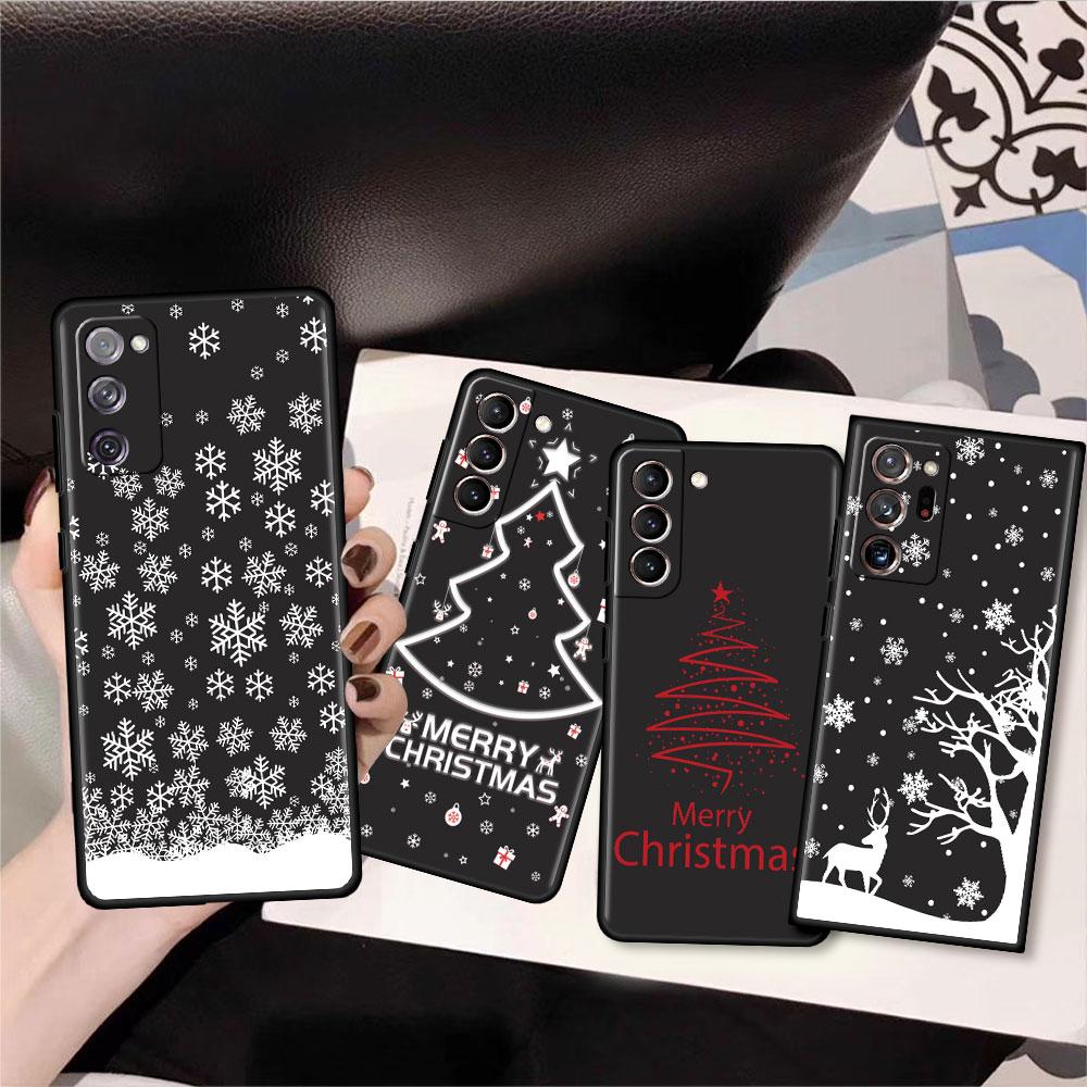 Phone Black Soft Case For Samsung Galaxy S22 S21 S20 Ultra FE S9 S8 S10 Plus Note 20 10 9 Fundas Cover Merry Christmas In Winter