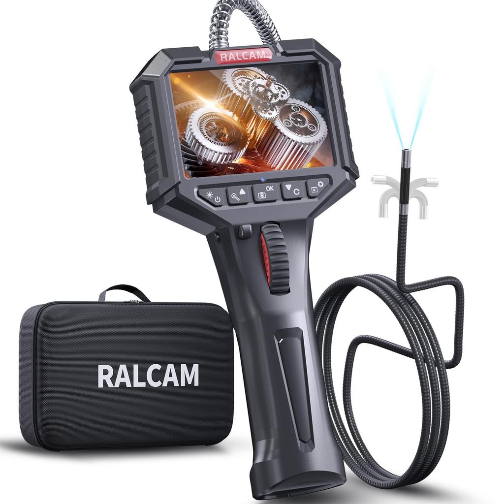Ralcam Movable Tip IPS Screen Endoscope Diameter Industrial IP67 Waterproof Inspection 6 Adjustable LED for Precision Home and Cleaning Japanese