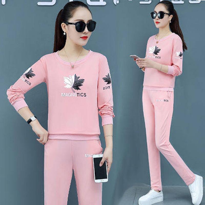 Sports Suit Women's Spring and Autumn Fashion Loose Korean Casual Wear Long-sleeved Trousers Two-piece Set
