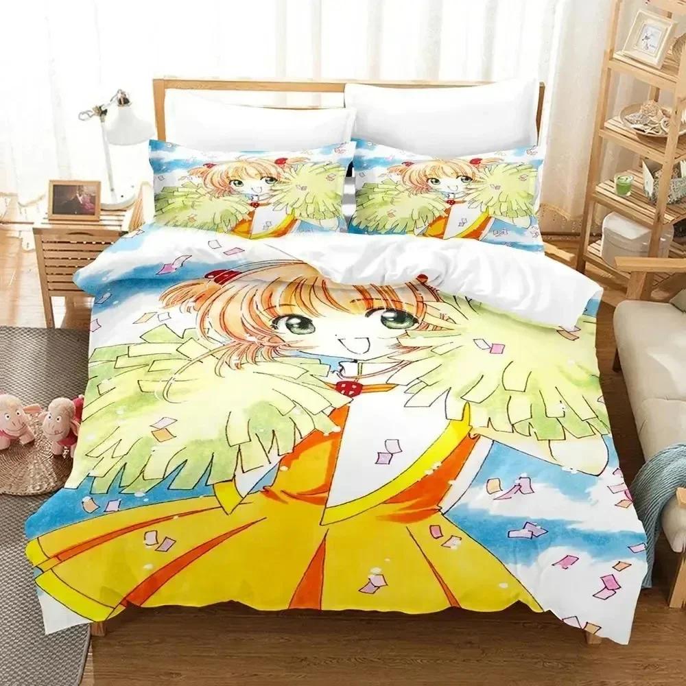 3D Print Anime Cardcaptor Sakura Bedding Set Printed Bed Set With Pillowcase Duvet Cover Soft Queen King Size Bedclothes Home