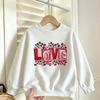 Kids Crewneck Long‑Sleeve Sweatshirt, Unique Graffiti LOVE Letter with Leopard Print,Daily Casual Top for Spring & Autumn