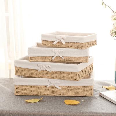 Cesto Portaoggetti Intrecciato Per Giocattoli Cosmetici Gioielli Cesto Intrecciato in Corda di Carta Contenitore Organizzatore Per Scaffali della Camera da Letto Giocattoli Snack Libri