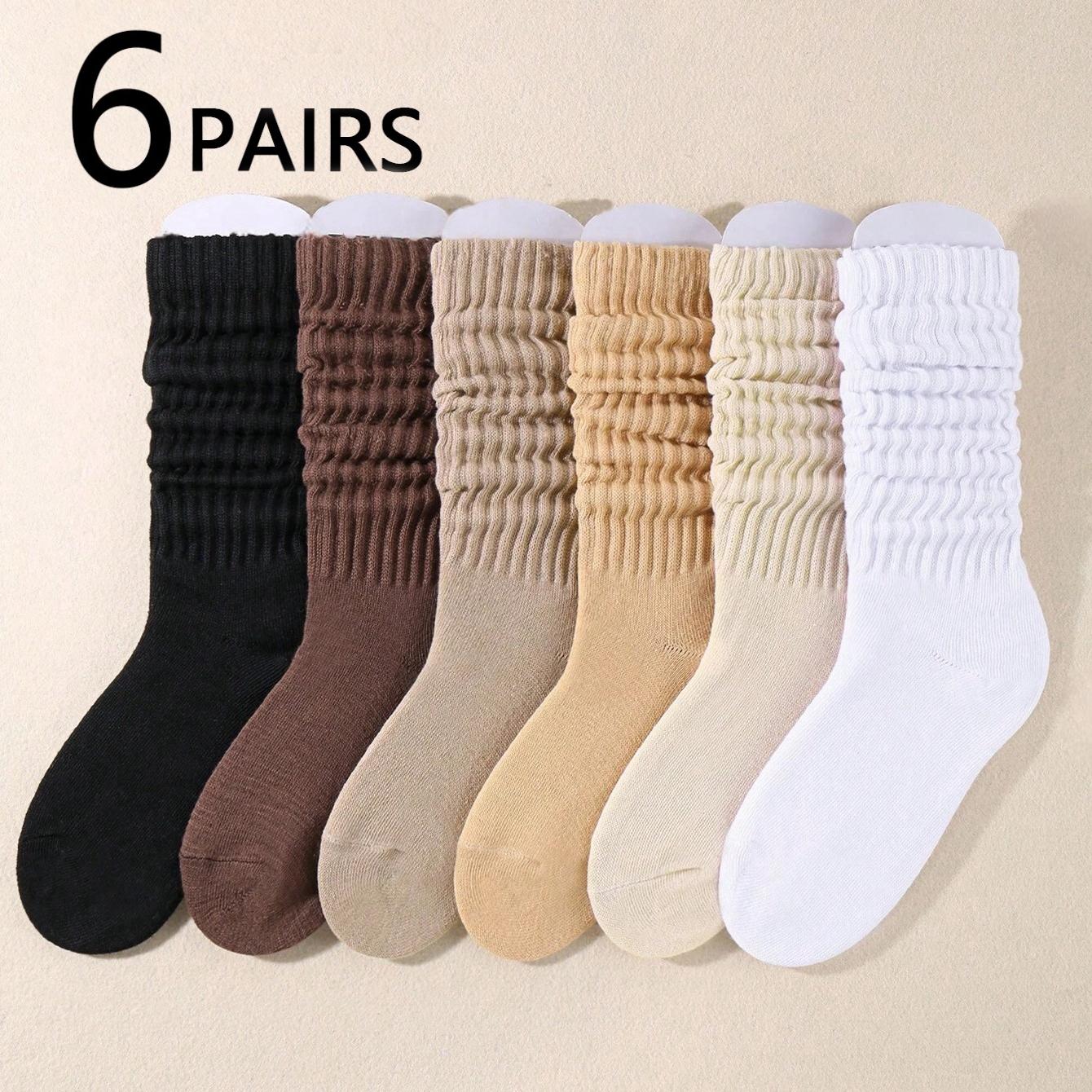 

6 пар женских вязаных носков с отворотом, женские носки-скранчи, женские носки-резинки, женские носки до щиколотки, цвет Майяр One Size