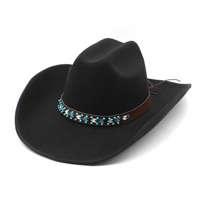 Ethnic Tibetan Style Western Cowboy Hat Top Hat Men'S And Women'S Felt Hat Big Brim Jazz Hat Hat