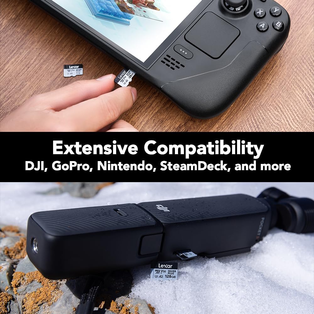 Lexar Scheda Micro SD Specifica per Droni Silver Plus SDXC A2 4K V30 U3 Scheda TF 64GB 128GB 256GB 512GB Lettura 205MB/s Schede di Memoria TF per Droni DJI