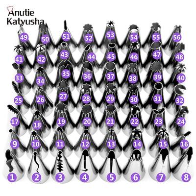 48/56pcs Cake Decorating Mouth Set Cream Sprinkler Cake DIY Modeling Tools Baking Decoration Squeezing Flower Mouth Cookie Tool