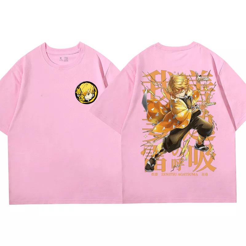 New Demon Killer Zenitsu COTTON T-Shirt Anime Unisex Summer New Retro Fashion Men's and Women's Streetwear