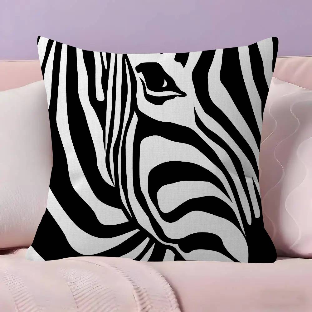 Abstract Line Black And White Zebra Cushion Cover Car Throw Pillow Case For Sofa Car Christmas Gift