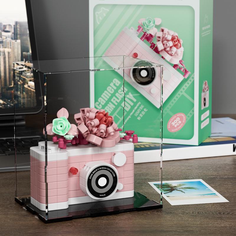 LEGO-Compatible SLR Camera Flower Building Blocks - Creative Educational Toy for Children and Trendy Decor Gift