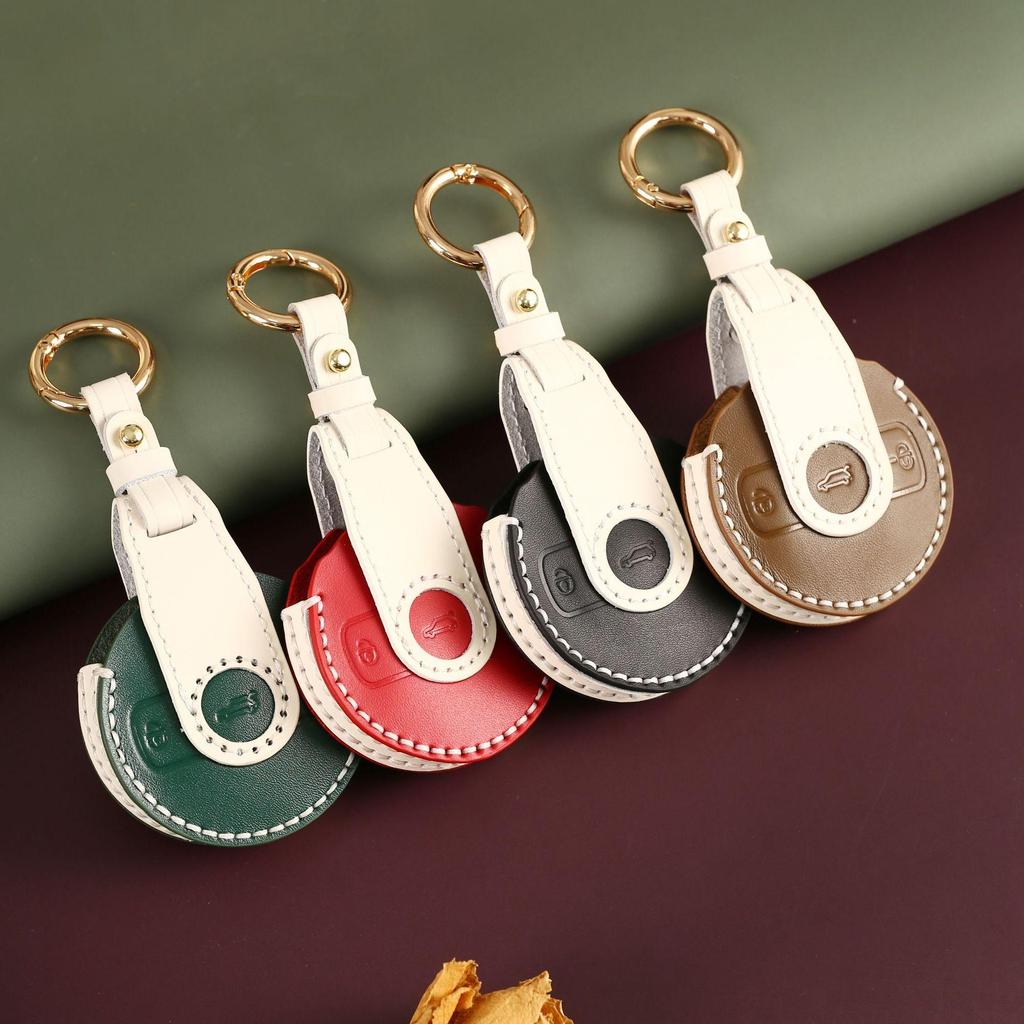 GUSHIBEI Genuine Leather Car Key Case Cover For Mercedes Benz SMART