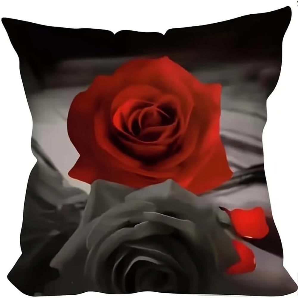 Stylish Red Rose Print Pillow Covers for Home Decor ,,sofa and chair cushion covers, home bedroom room decoration