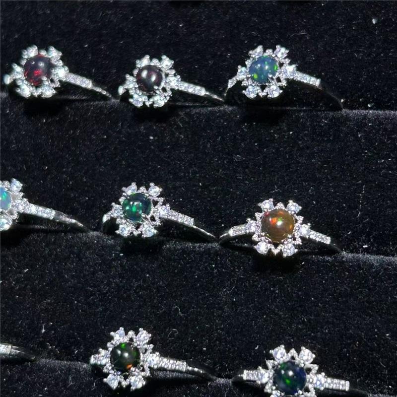 

Новое лимитированное кольцо ручной работы с инкрустацией натуральным опалом «Снежинка», изысканное кольцо 1 color