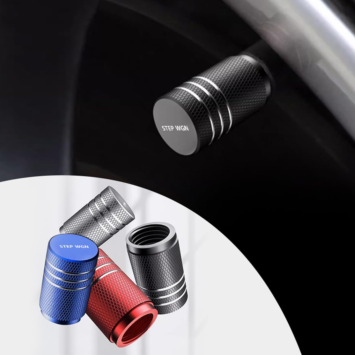 [Step Wagon Exclusive] Air Valve Caps, Built-in O-Ring Sealing Structure, STEP WGN Steps, Wagon Step wagon application чёрный