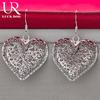 925 Sterling Silver Hollow Heart-shaped Flower Piercing Earrings Fashionable Wedding Jewelry