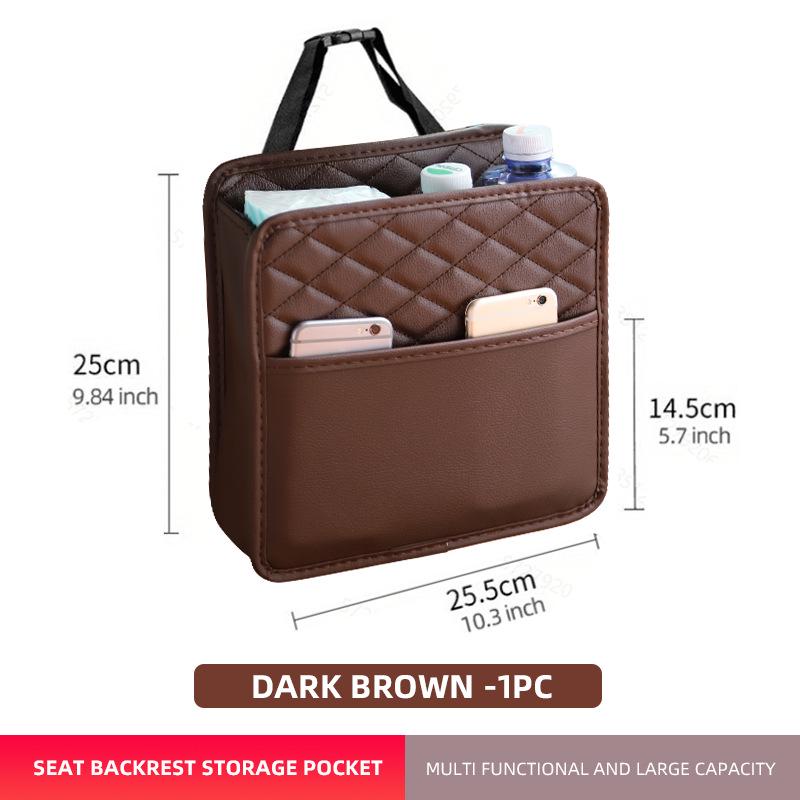 Suede Car Seat Back Organizer with Cup Holder & Multi-Grid Storage