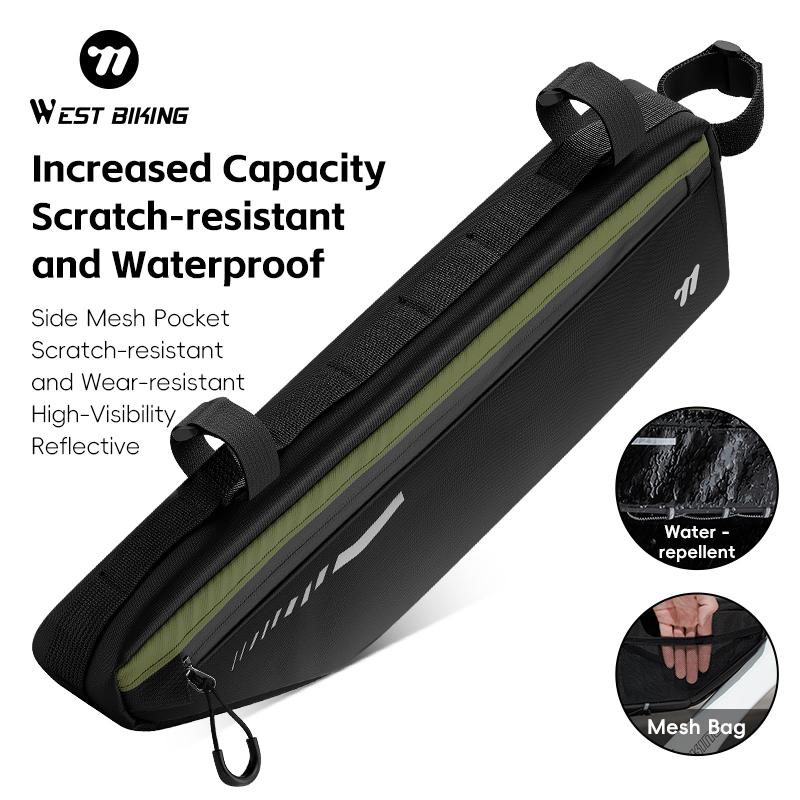 WEST BIKING Borsa da Bicicletta 2,6L Grande Capacità Borse per Attrezzi da Ciclismo Portatile Impermeabile Borsa Sotto il Tubo Superiore per Bici MTB Borsa da Custodia per Ciclismo