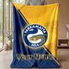 Parramatta Eels Custom Flannel Throw Blanket Print Your Name Text Soft Warm Blanket Holiday Present