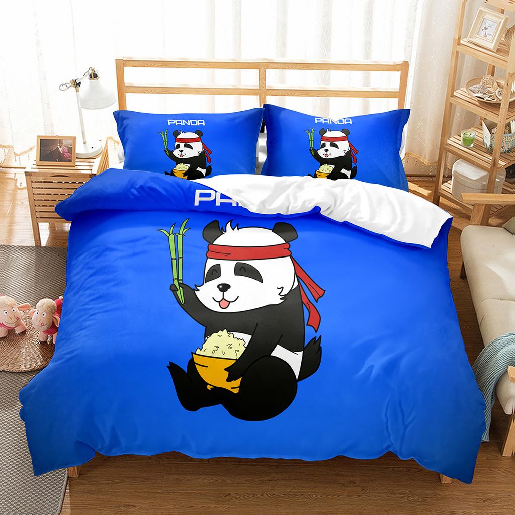 Cartoon Panda Bettbezug Set Niedliches Muster King Queen Full Size Für Kinder Jungen Mädchen Polyester Bettdeckenbezug Mit Kissenbezug