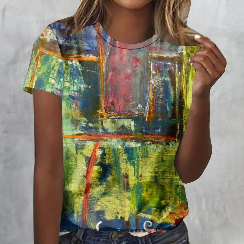 Vintage Oil Painting 3D Print T-Shirts Women Casual O-Neck Short Sleeve T Shirt Harajuku Tees Streetwear Y2k Top Female Clothing